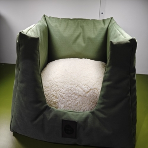 Dog Sofa Green with white cushion